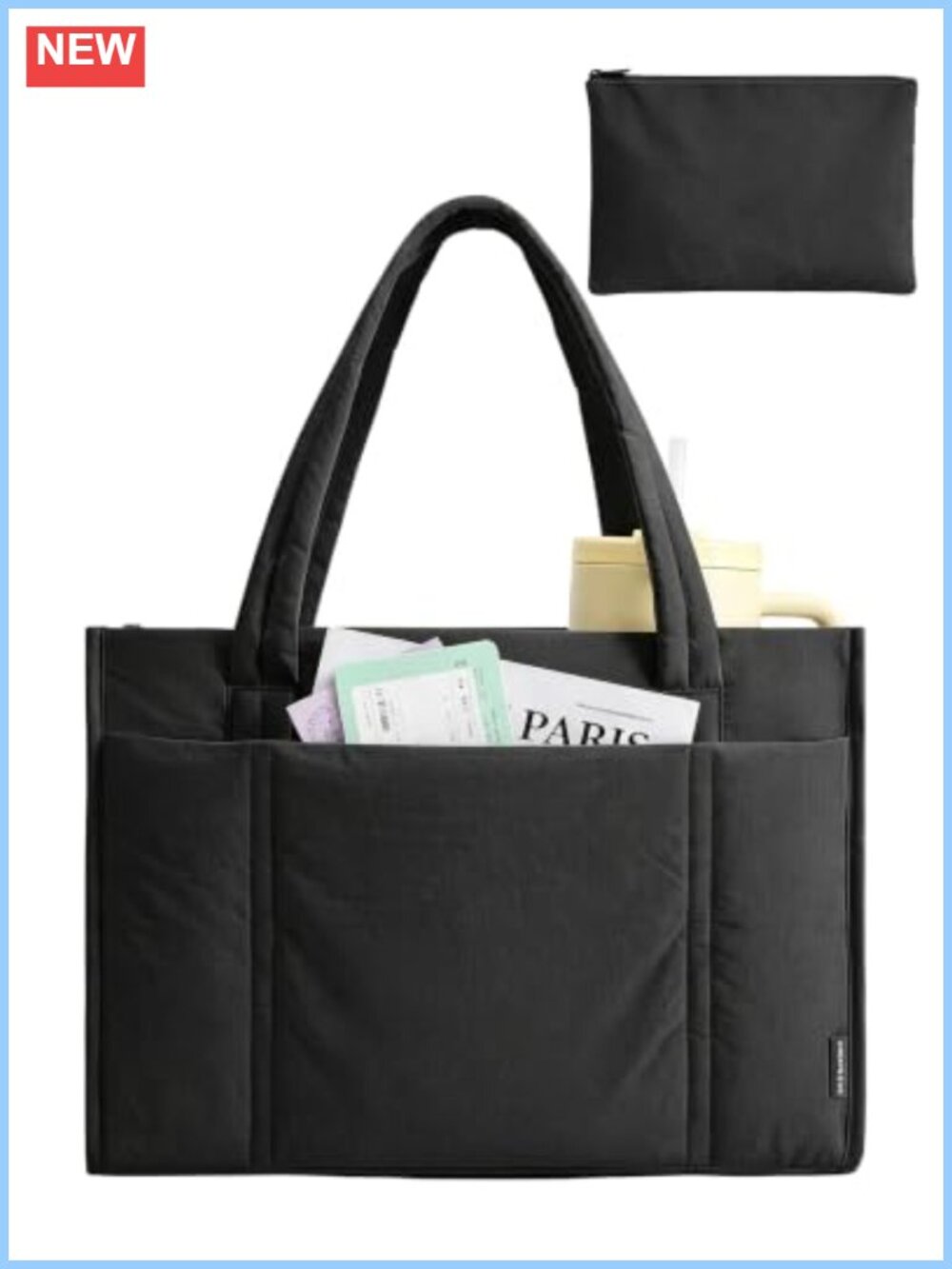 Puffer Tote Bag Lightweight 21L Laptop Work Shoulder Handbag
